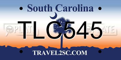 TLC545 South Carolina License Plate