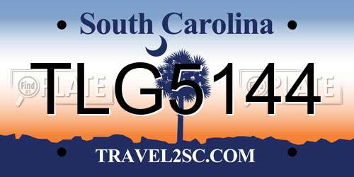 TLG5144 South Carolina License Plate