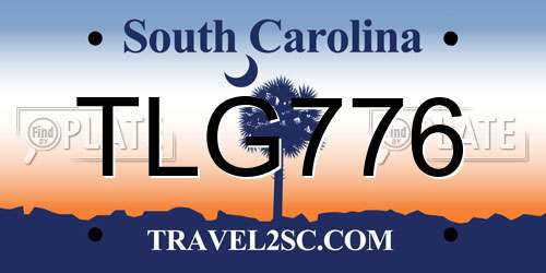 TLG776 South Carolina License Plate