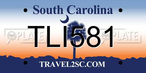 TLI581 South Carolina License Plate