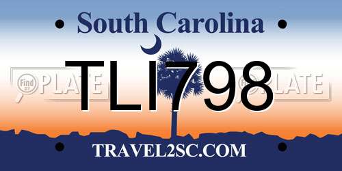 TLI798 South Carolina License Plate
