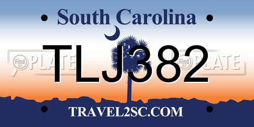 TLJ382 South Carolina License Plate