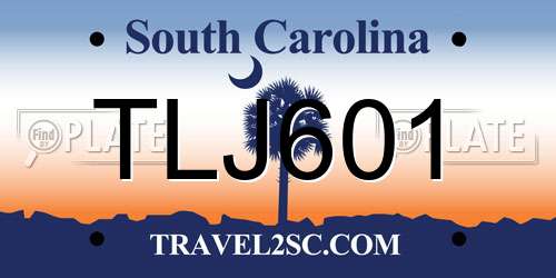 TLJ601 South Carolina License Plate