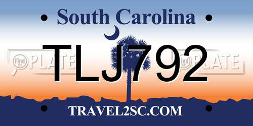 TLJ792 South Carolina License Plate