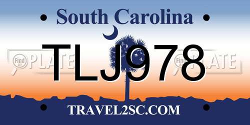 TLJ978 South Carolina License Plate
