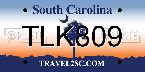 TLK809 South Carolina License Plate