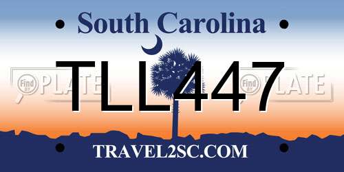 TLL447 South Carolina License Plate