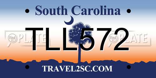 TLL572 South Carolina License Plate