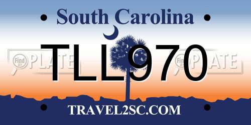 TLL970 South Carolina License Plate