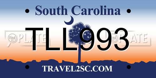 TLL993 South Carolina License Plate