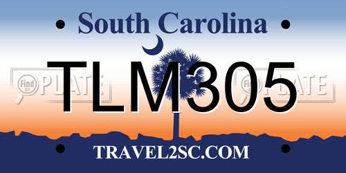 TLM305 South Carolina License Plate