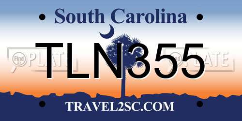 TLN355 South Carolina License Plate