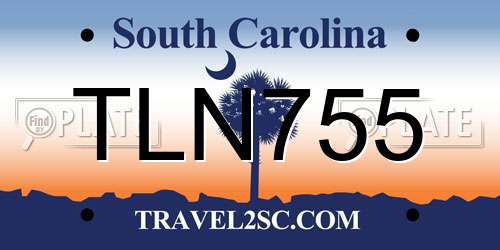 TLN755 South Carolina License Plate