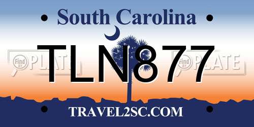 TLN877 South Carolina License Plate