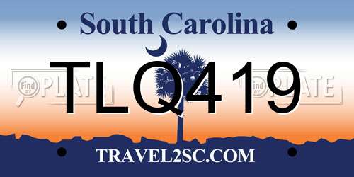 TLQ419 South Carolina License Plate