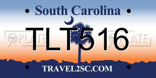 TLT516 South Carolina License Plate