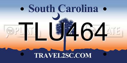 TLU464 South Carolina License Plate