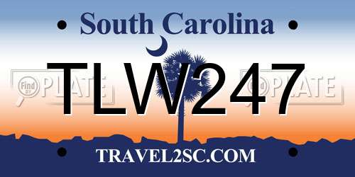 TLW247 South Carolina License Plate