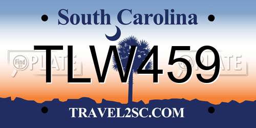 TLW459 South Carolina License Plate
