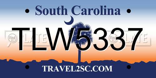 TLW5337 South Carolina License Plate