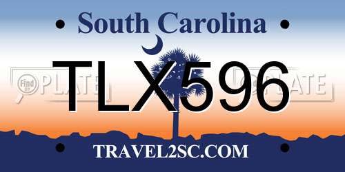 TLX596 South Carolina License Plate