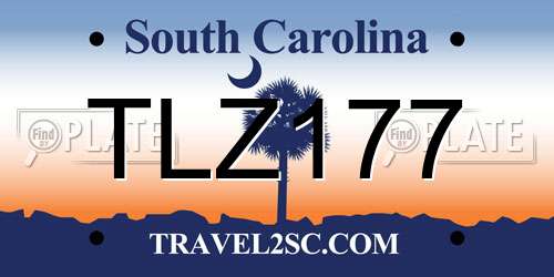 TLZ177 South Carolina License Plate