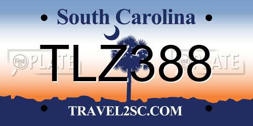 TLZ388 South Carolina License Plate