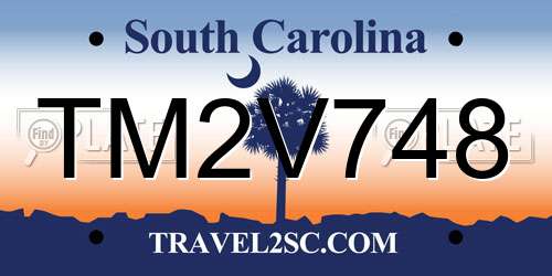 TM2V748 South Carolina License Plate