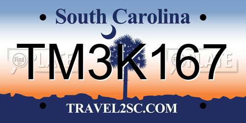 TM3K167 South Carolina License Plate