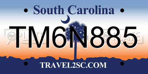 TM6N885 South Carolina License Plate