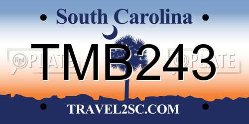 TMB243 South Carolina License Plate