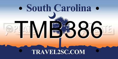 TMB386 South Carolina License Plate