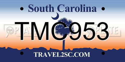 TMC953 South Carolina License Plate