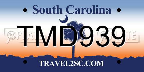 TMD939 South Carolina License Plate