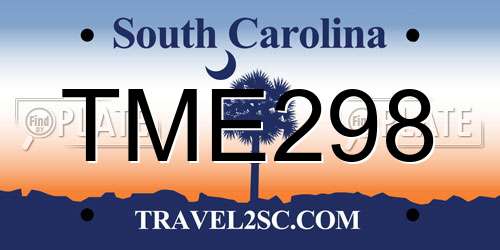 TME298 South Carolina License Plate