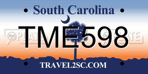 TME598 South Carolina License Plate