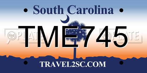 TME745 South Carolina License Plate
