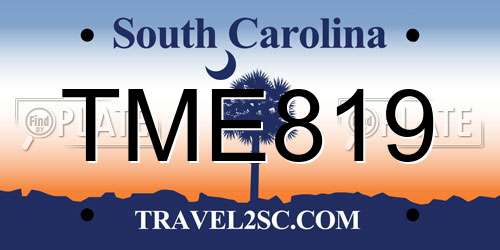TME819 South Carolina License Plate