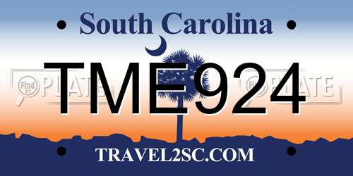 TME924 South Carolina License Plate