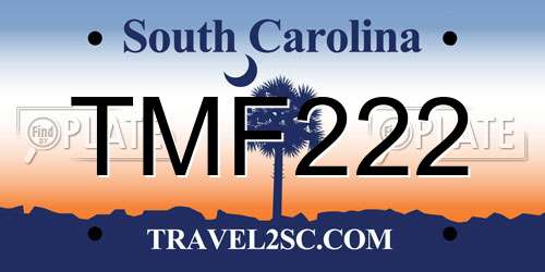 TMF222 South Carolina License Plate