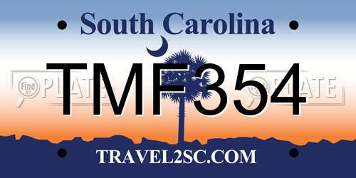 TMF354 South Carolina License Plate