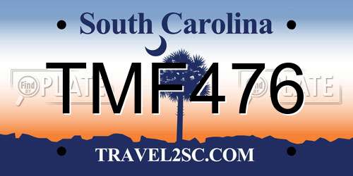 TMF476 South Carolina License Plate