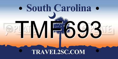 TMF693 South Carolina License Plate