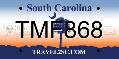 TMF868 South Carolina License Plate