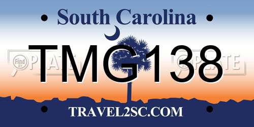 TMG138 South Carolina License Plate