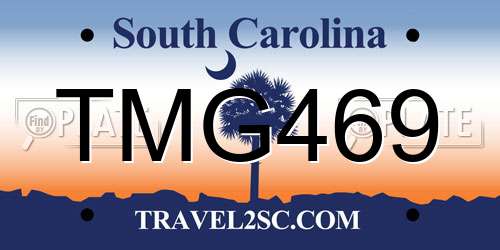 TMG469 South Carolina License Plate