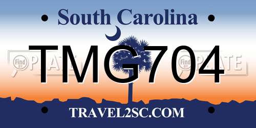 TMG704 South Carolina License Plate