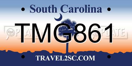 TMG861 South Carolina License Plate