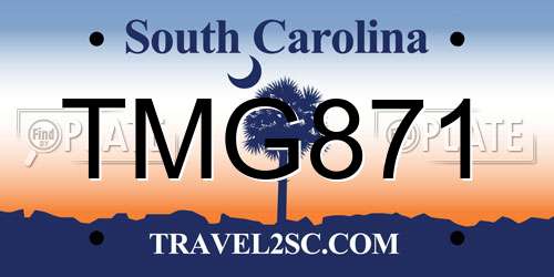 TMG871 South Carolina License Plate