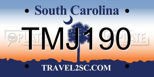 TMJ190 South Carolina License Plate